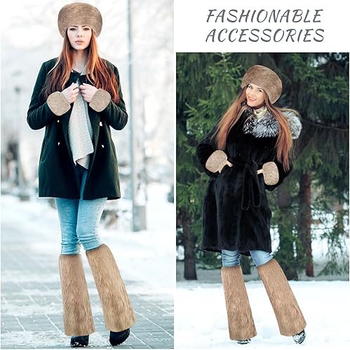 Miniatura 2 de Juego de 3 diademas de piel sintética, calentador de orejas, muñequera peluda, calentadores de piernas, accesorios para niñas