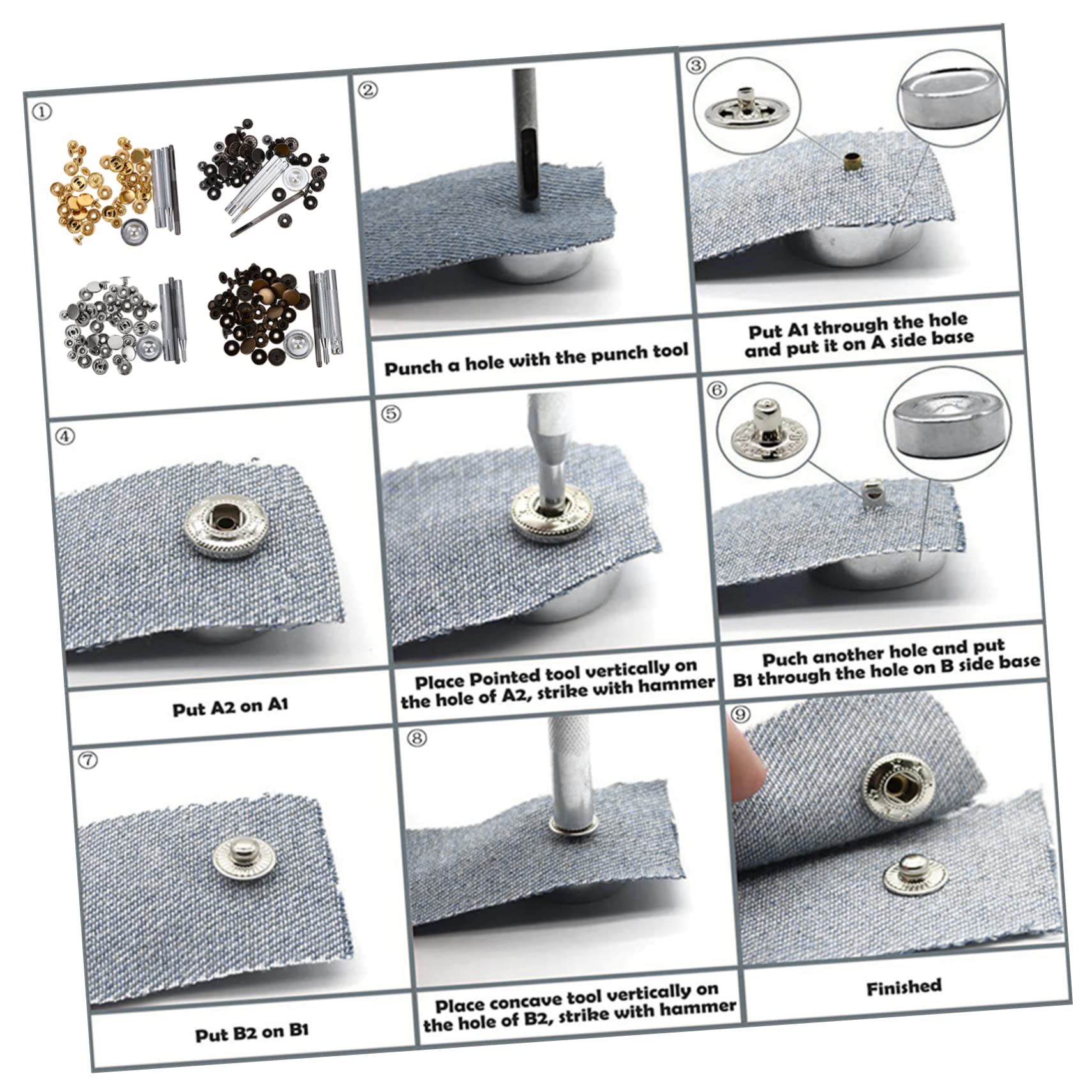 Operitacx 36sätze Teiliges Knopfverschluss Druckknöpfe Für Leder Jeans Und Kleidung Inklusive Installationswerkzeug Einsetzbar Für Handtaschen Geldbörsen Und Nähprojekte