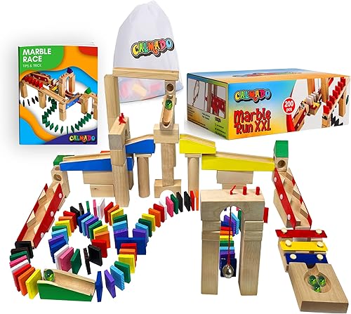 Calmado - Juego de 200 piezas de madera de mármol para niñosniñasniños hecho de madera de haya + bolsa + instrucciones (idioma español no