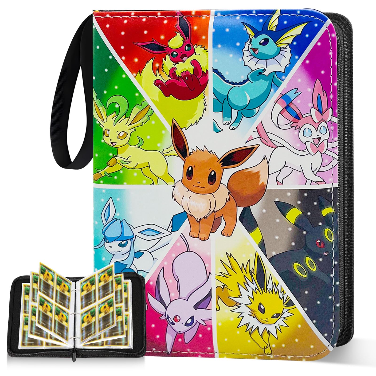 4 Pocket Card Binder, 50 Pages 400 Pockets Trading Card Binder, PU Waterproof Card Folder, Card Collection Binder with Zipper, Portable Trading Card Album