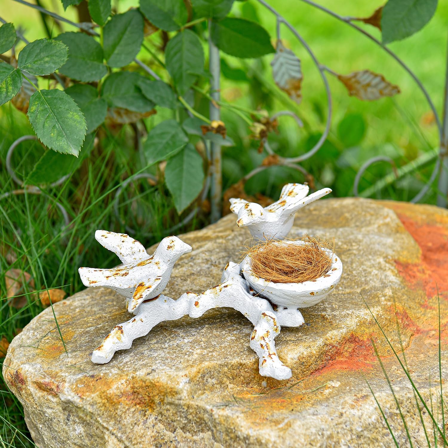Sungmor Vintage Cast Iron Tealight Candle Holder, Lovely & Beautiful Birds Nest Design, Unique Tabletop Shelf Home Decor Pieces, Small Birds Statue Candle Holders Coffee Table Centerpieces Decor