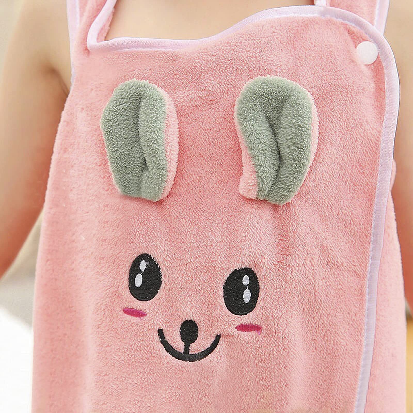 Holiberty Kids Toddlers Bath Towel Wrap, Cartoon Rabbit Cute Girls Soft Coral Fleece Beach Spa Robe Towel Dressing Gown Water Absorbent Bathing Shower Cover Up Bathrobe Pajamas Sleepwear