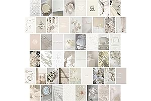 TwoDays Vanilla Girl Aesthetic Room Decor: Neutral Wall Collage Kit