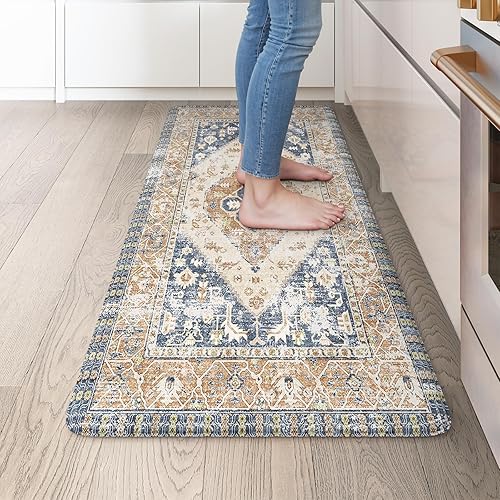 Miniatura 46 de KIMODE - Tapetes de cocina antifatiga, 2 unidades, navideños, estilo rústico, acolchados, para lavandería, oficina, fregadero, color rojo, 17 x 47