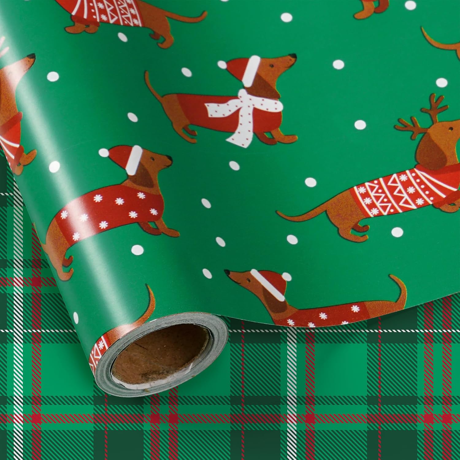 LeZakaa Tropical Christmas Wrapping Paper Roll for Kids, Summer Pool Party Santa Flamingo Unicorn Gift Wrap Reversible Paper for Holiday Gifts Summer Xmas Party, Mini Roll 17in x 16.4Ft image 4