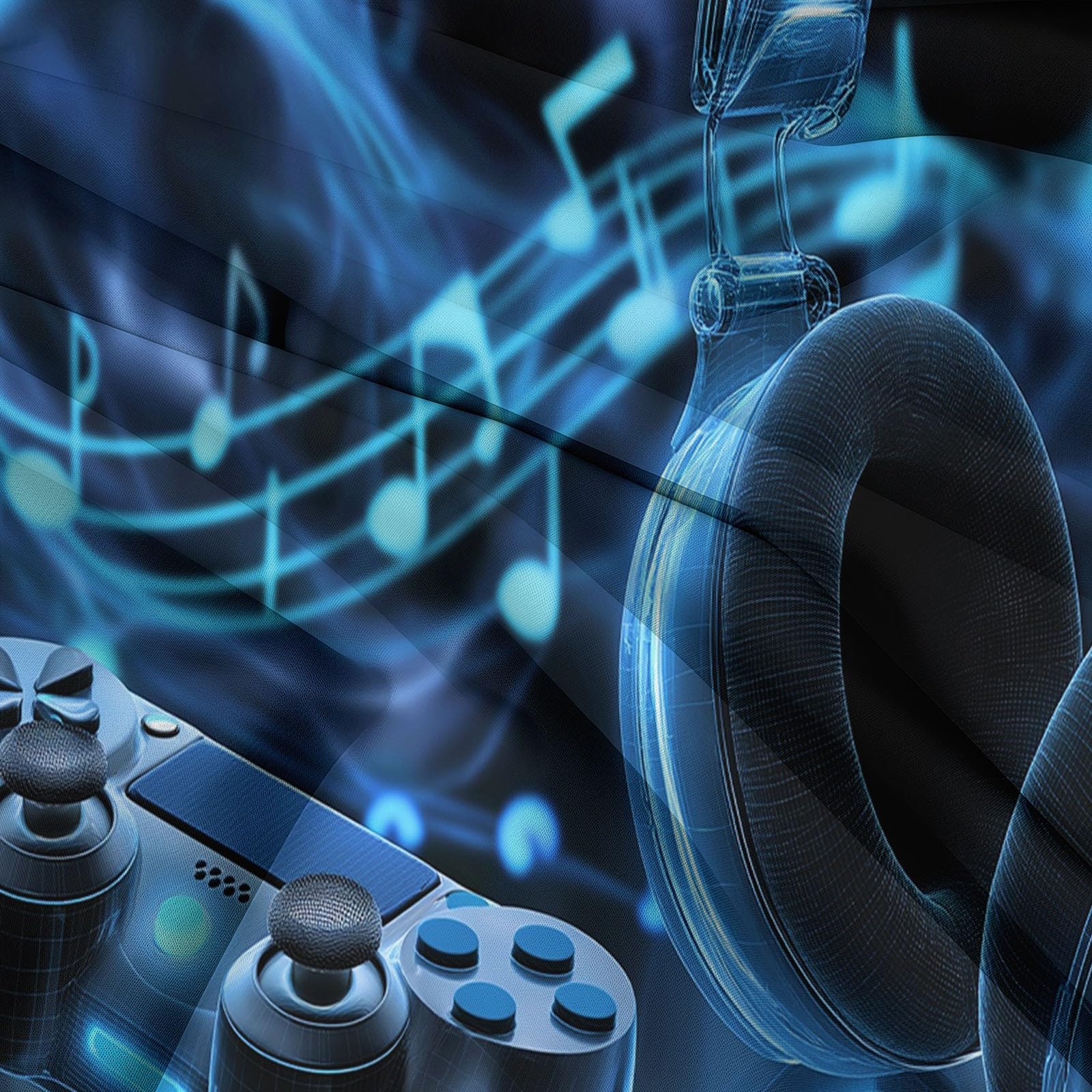 Funda nórdica Gaming Mando E-Sports Auriculares Nota Musical 220 x 240 cm Juego de Cama de 3 Piezas para Cama 135/150 Microfibra Suave Transpirable, con Cremallera para Chicos Adolescentes Negro