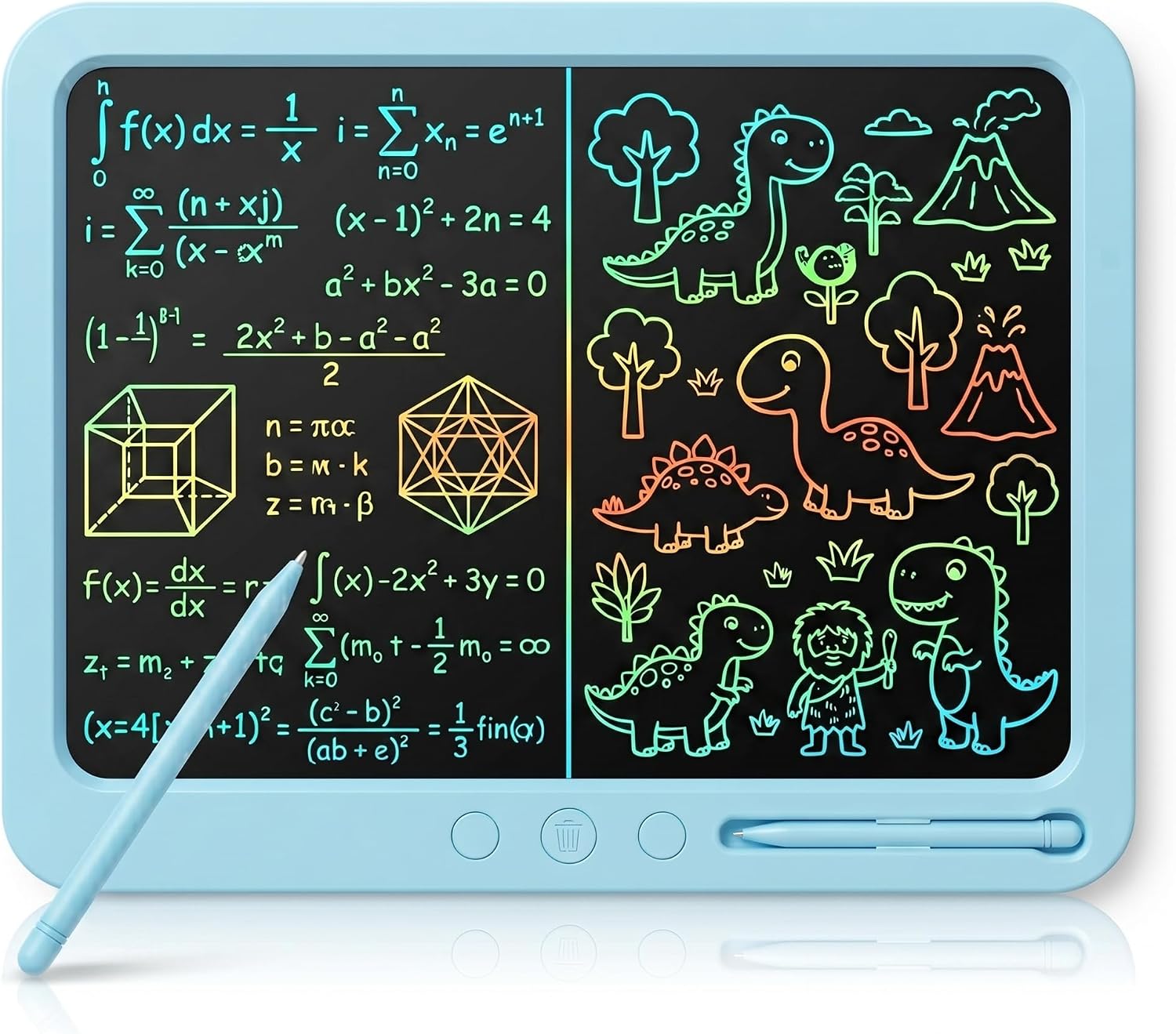 19 Inch LCD Writing Tablet with Split-Screen Partial Erase, Extra Large Drawing Pad with 3 Erase Buttons (Left/Right/Full), Giant Electronic Doodle Board for Kids Adults Home Office (Blue)