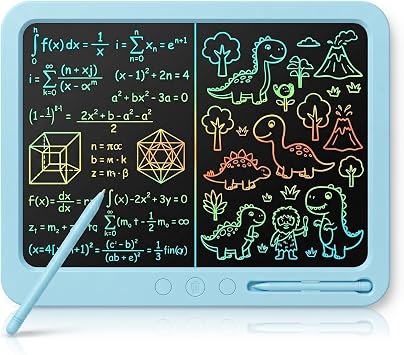 19 Inch LCD Writing Tablet with Split-Screen Partial Erase, Extra Large Drawing Pad with 3 Erase Buttons Left/Right/Full, Giant Electronic Doodle Board for Kids Adults Home Office Blue