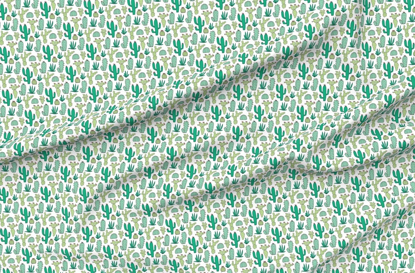 Spoonflower Fabric - Cactus White Smaller Cacti Tiny Small Succulents Desert Plants Printed on Organic Cotton Sateen Fabric by The Yard - Sewing Quilting Apparel Home Decor