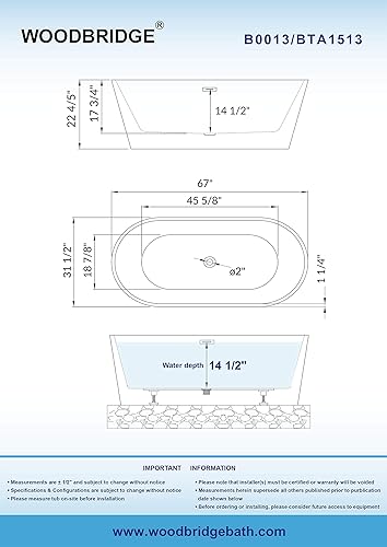 Miniatura 6 de WOODBRIDGE B0013-BN-Drain &amp;O Bañera, níquel cepillado
