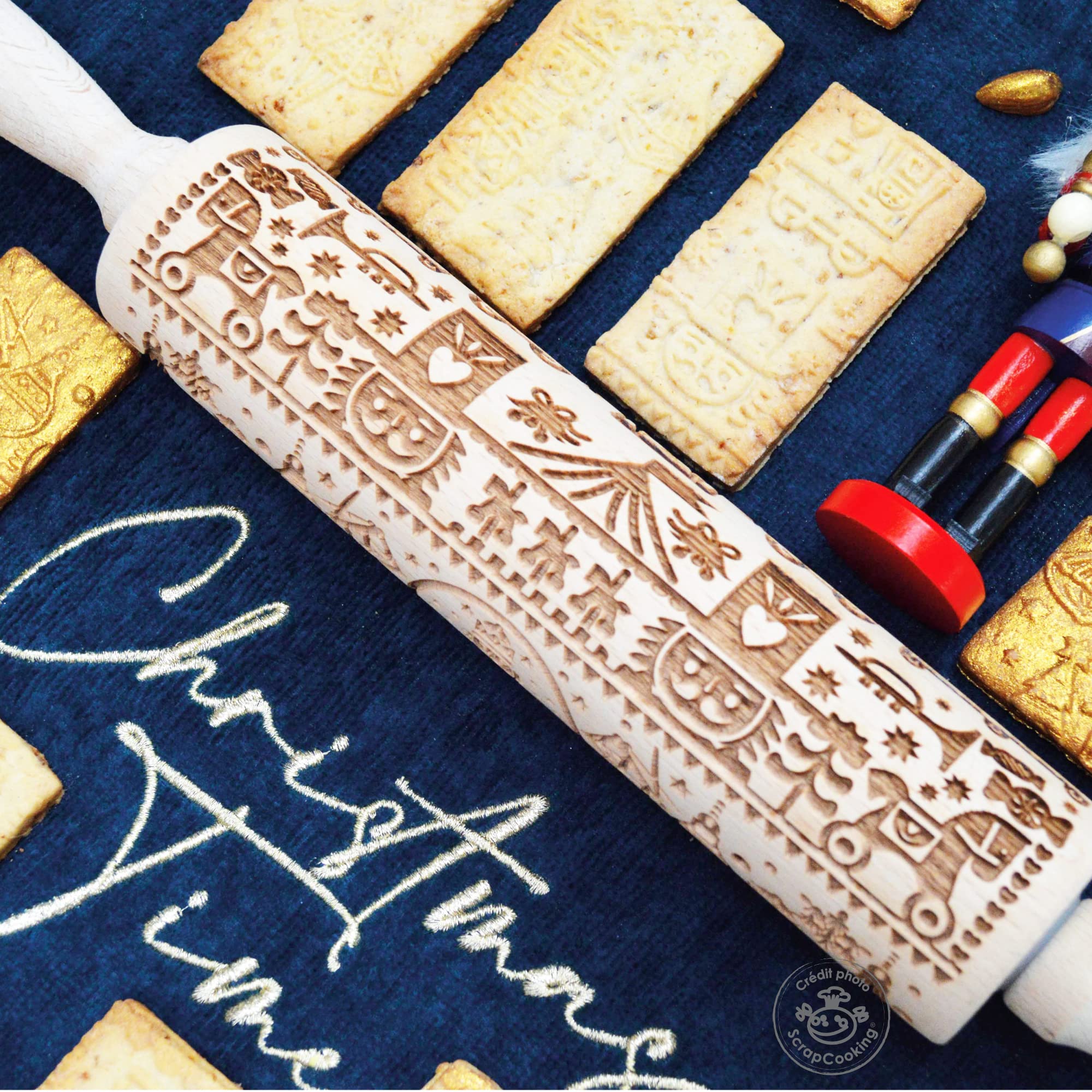 Rouleau à Pâtisserie Effet Casse-Noisette En Bois : Biscuits