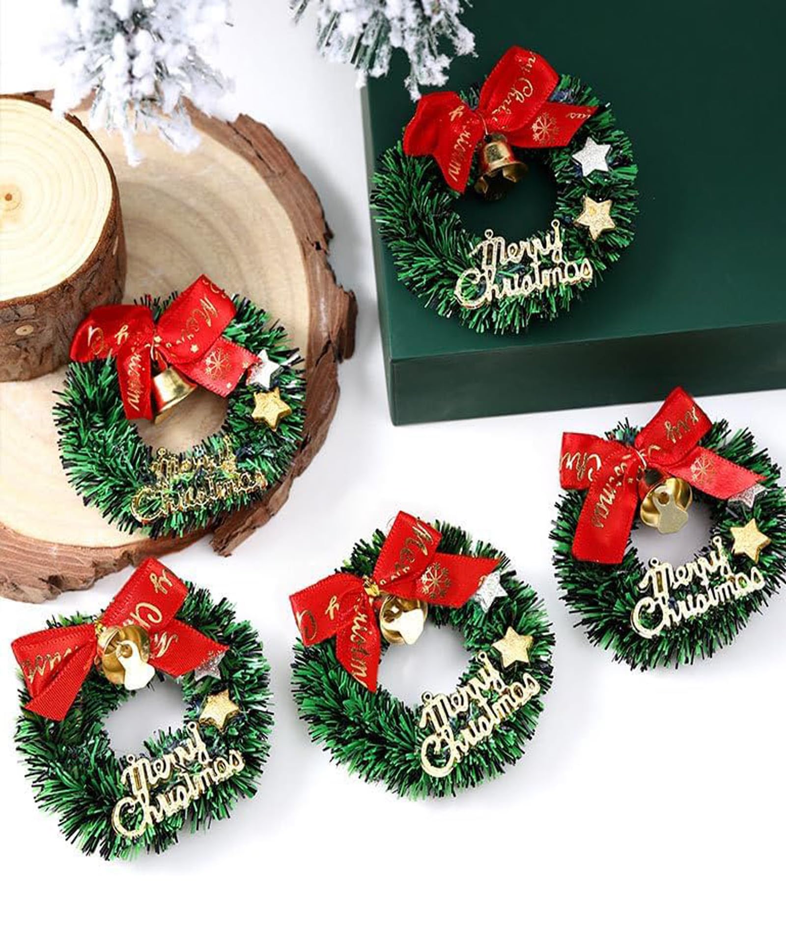 Buy 10Pcs Mini Wreath, Christmas Miniature Wreath, 6.5cm Small