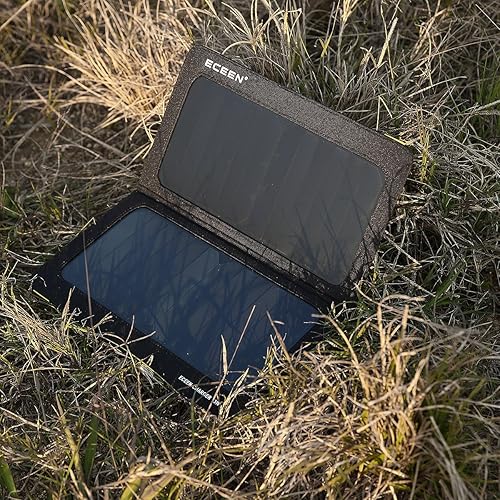 Miniatura 6 de ECEEN Cargador solar portátil de 20 W, cargador de panel solar con 2 salidas USB, impermeable, plegable, cargador de teléfono para campamento,
