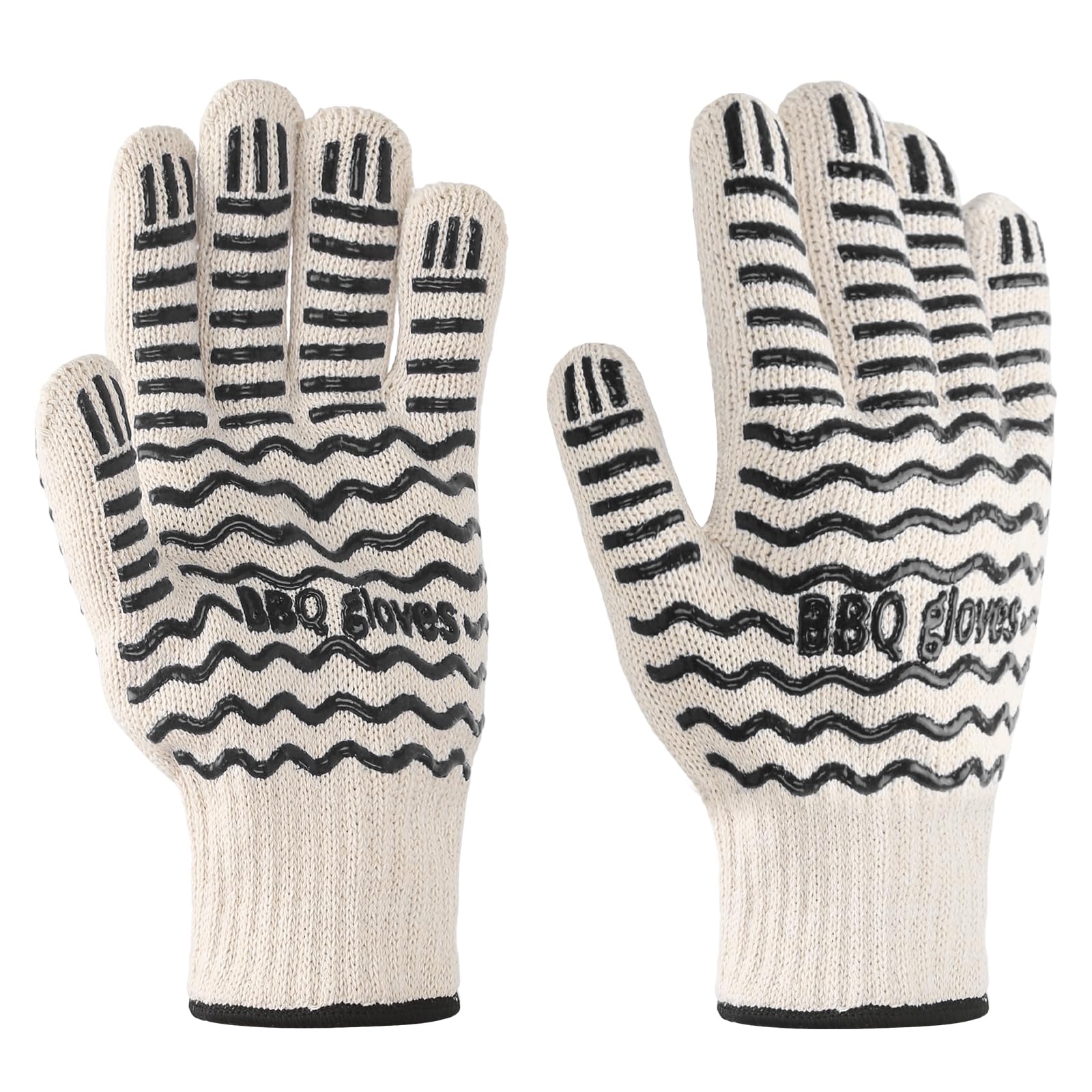 Oven Glove, 932°F Extreme Heat Resistant Gloves, Non Slip Gloves with Fingers, Used for Kitchen Pot Racks, Ovens, and Outdoor Barbecue Cooking hot Surface Treatment (1 Pair of Black)