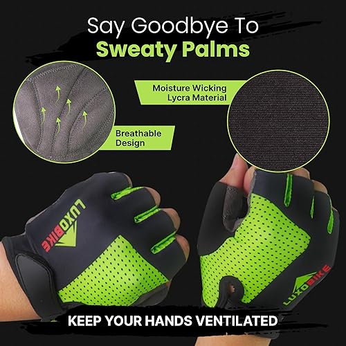 Miniatura 5 de Guantes de ciclismo, guantes de bicicleta de montaña, guantes de bicicleta Antideslizante, absorción de golpes, acolchado, transpirable, medio dedo