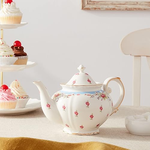 Miniatura 11 de Gracie China by Coastline Imports Tetera de porcelana rosa vintage Gracie China de 5 tazas verde