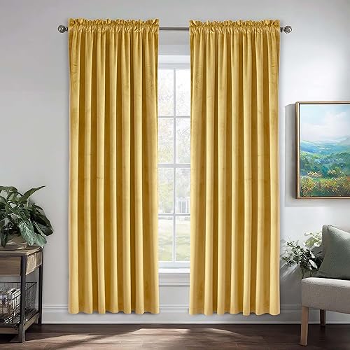 Miniatura 340 de Cortinas de terciopelo JIUZHEN, cortinas opacas suaves de terciopelo retro para dormitorio, cortinas elegantes con reducción de ruido y Rosa