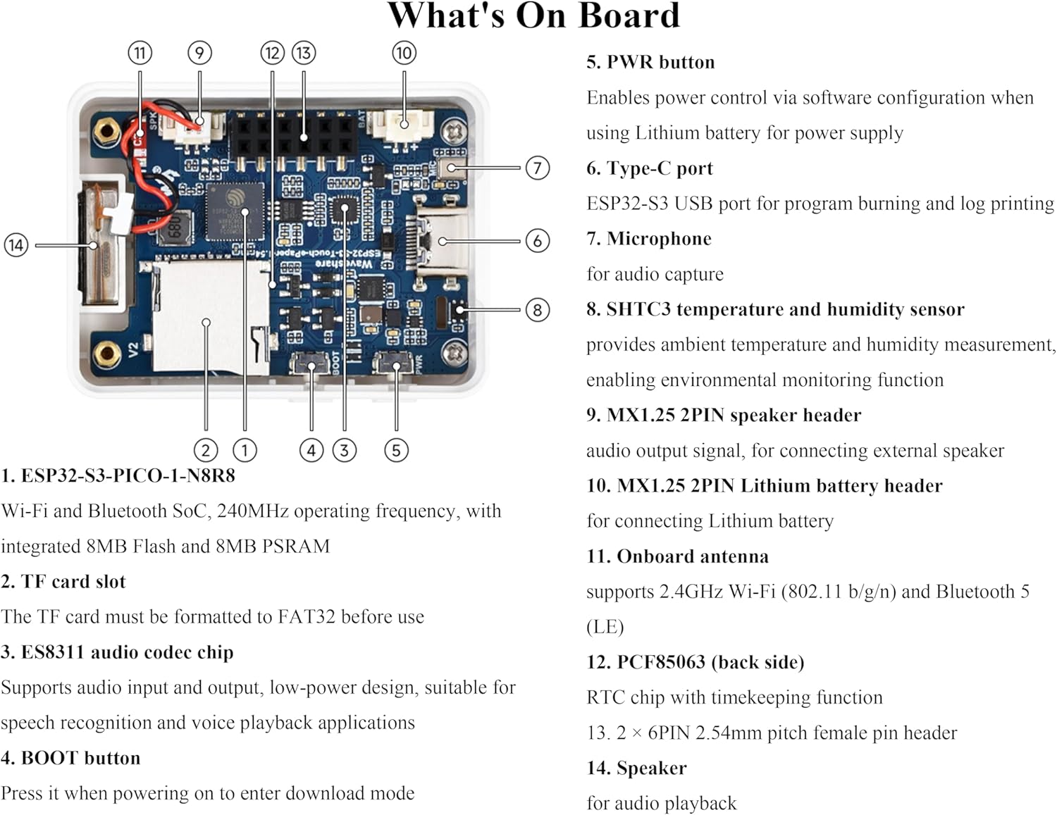 ESP32-S3 1.54inch e-Paper AIoT Development Board, Supports AI Speech Interaction, Temperature and Humidity Monitoring, DIY, etc. 200 x 200, Black/White, Wi-Fi and BLE Dual-Mode Communication