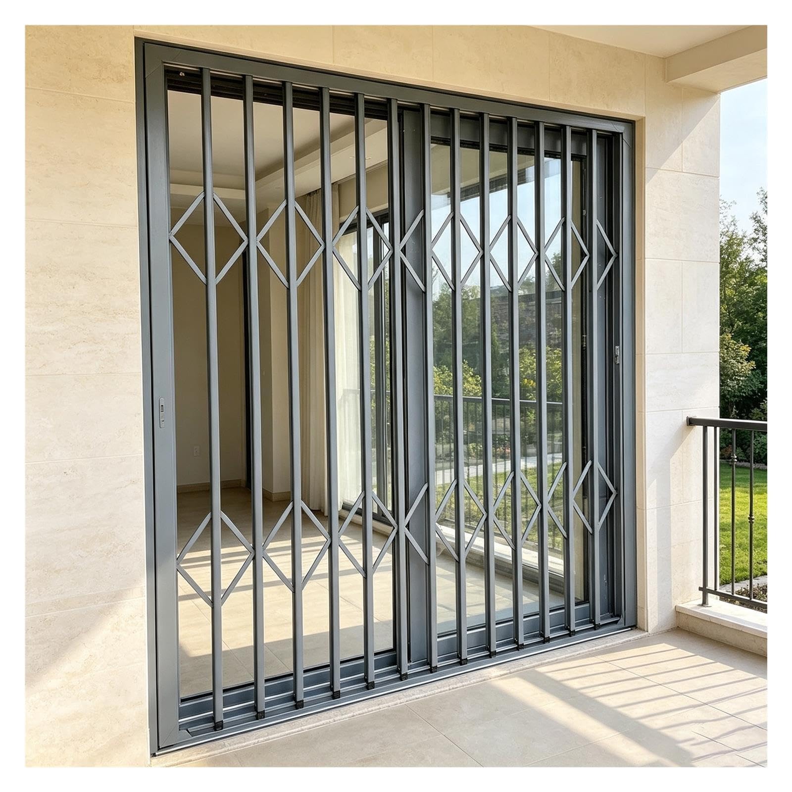 Barrera de seguridad plegable retráctil para ventanas