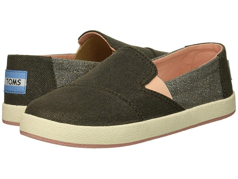 

TOMS Kids Avalon (Little Kid/Big Kid) (Forged Iron Twill Glimmer) Girl's Shoes, Black