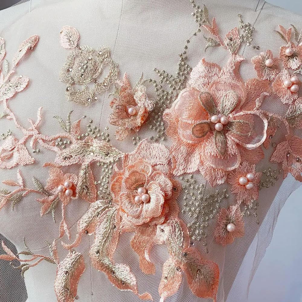 Geborduurde Bloemen Bladeren Tak Vogel Applicaties Kant Stof Bruiloft Kraag Mesh Naai Patch for Jurk DIY Decoratie