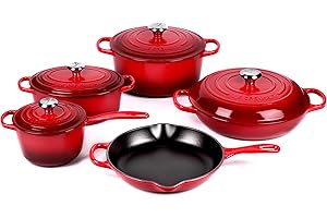 Le Creuset 9-Piece Enameled Cast Iron Cookware Set (Cerise)
