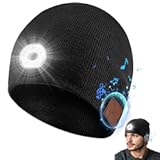 Bluetooth Beanie with Light&comma; Wireless Headphones with Stereo Sound Warm Knitted Music Cap Gifts for Men Women Teen