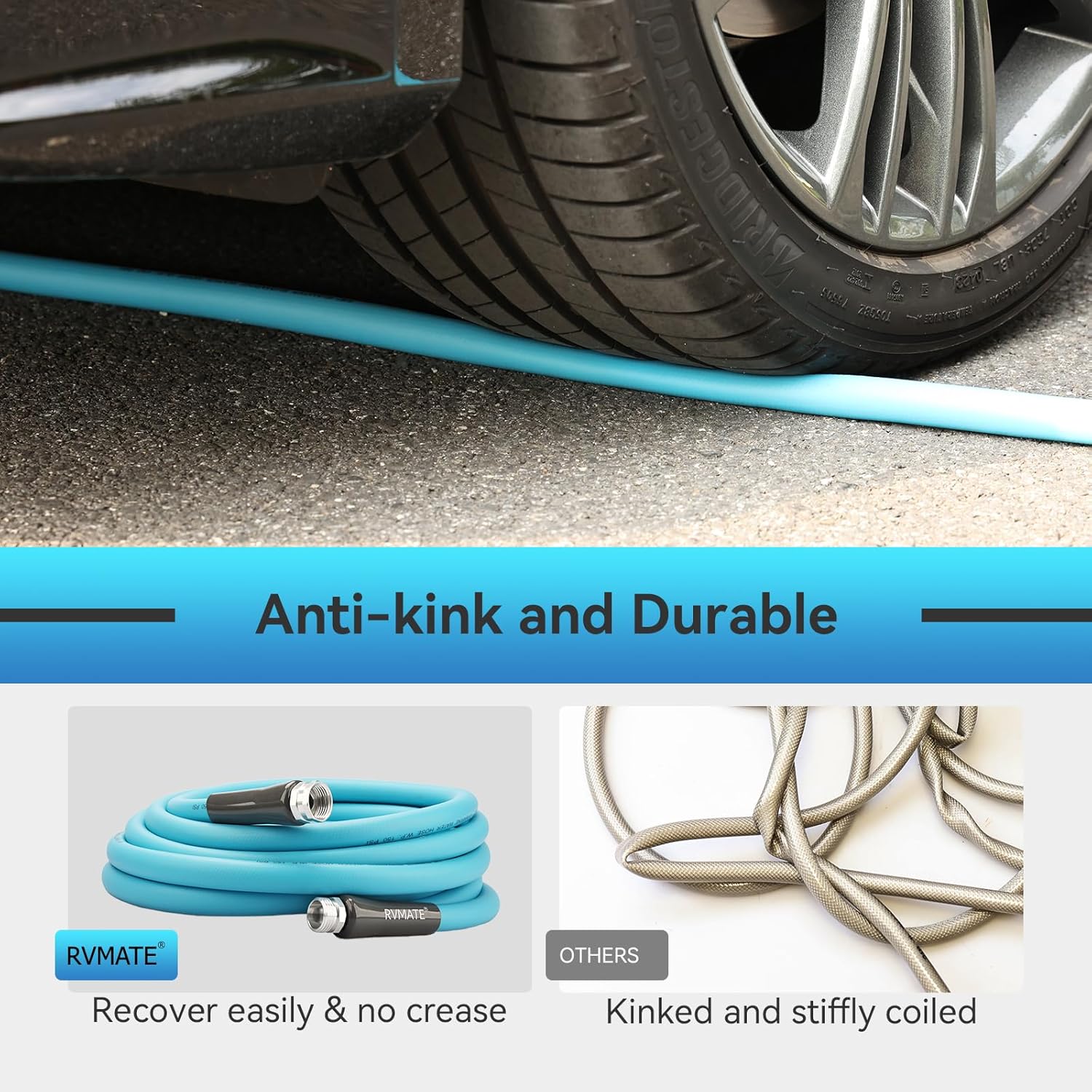 RVMATE RV Water Hose 75FT, 5/8” Inner Diameter Drinking Water Hose Lead-free, No Leaking Garden Hose For RV/Trailer/Camping, RV Accessories