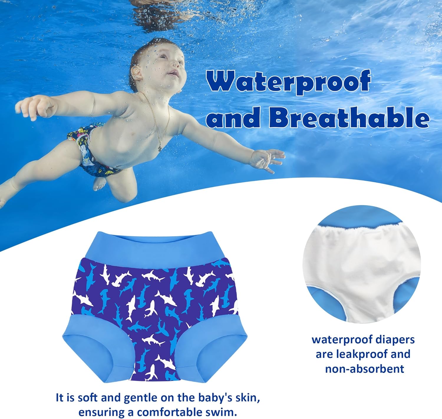 BIG ELEPHANT 2 Pcs Rash Guard Swim Diapers Sets for Unisex Baby, Boys Girls Long Sleeve Swimsuit with UPF 50+ Sun Protection - Image 3