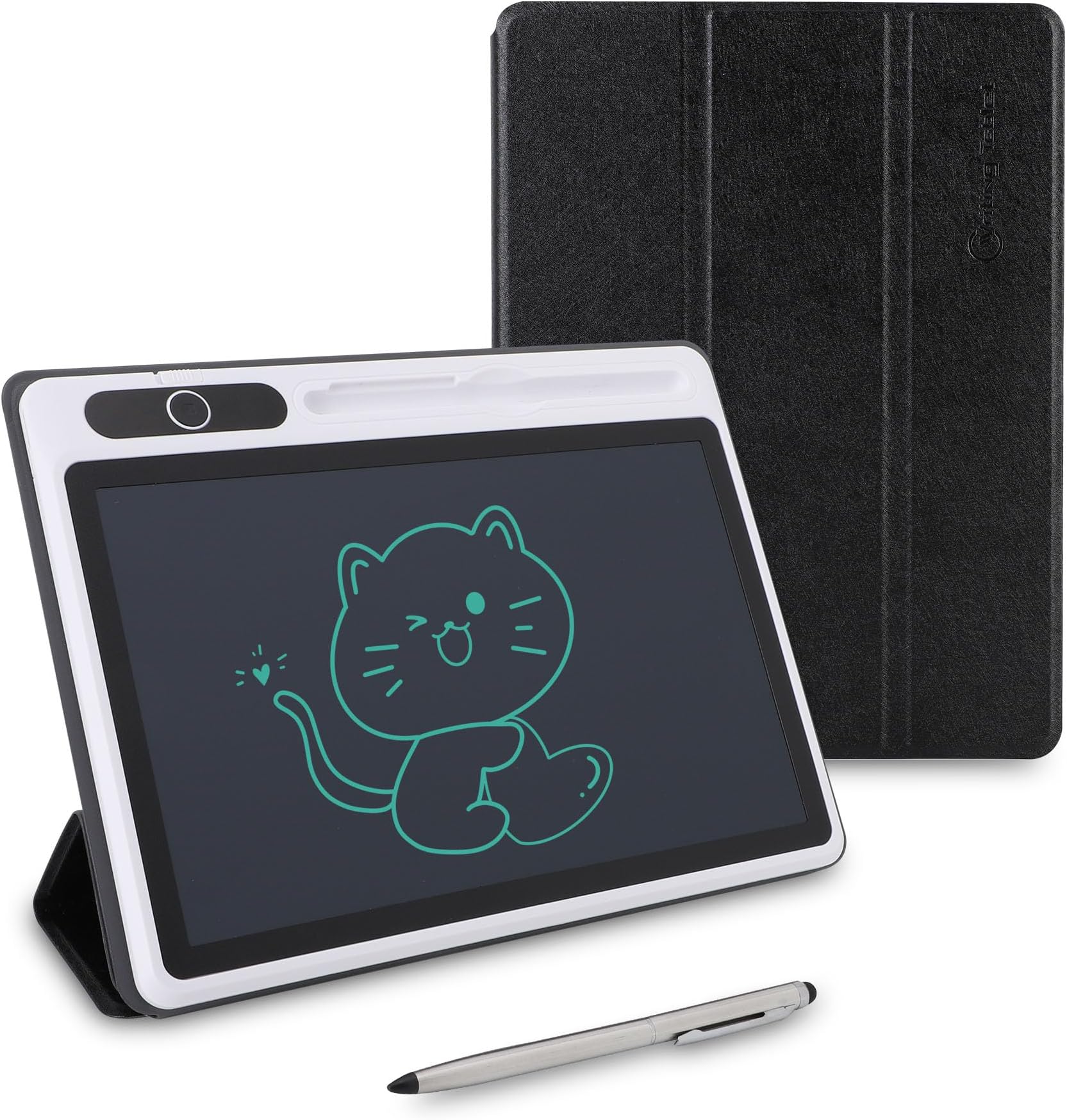 Electronic Notepad LCD, Drawing Pad Business Supplies Digital Notepad Electronic Tablet Notebook USB Hand Painting Tool 9 Inch (Black (with Faux Leather Bag)) (Black (with Leather Case)