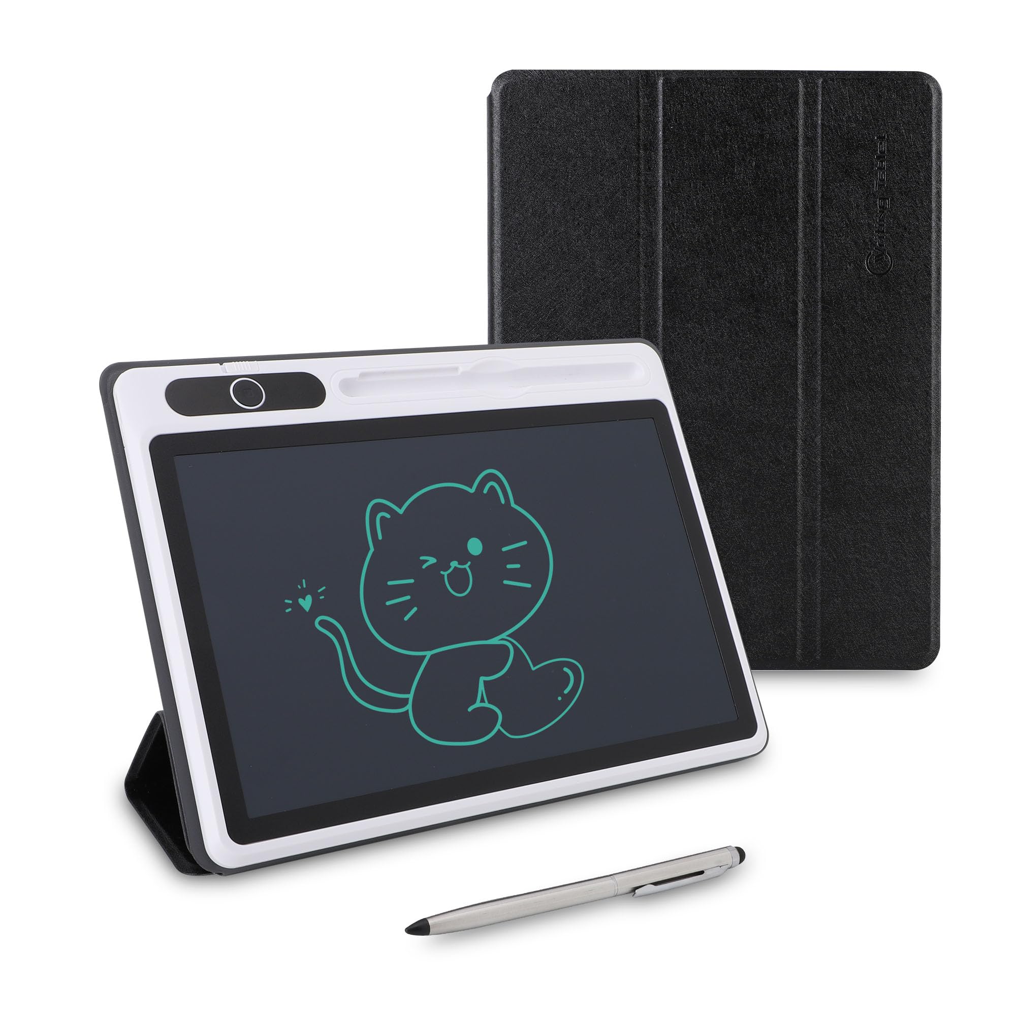 Electronic Notepad LCD, Drawing Pad Business Supplies Digital Notepad Electronic Tablet Notebook Usb Hand Painting Tool 9 Inch(Black (With Faux Leather Case)) (black (with leather case))