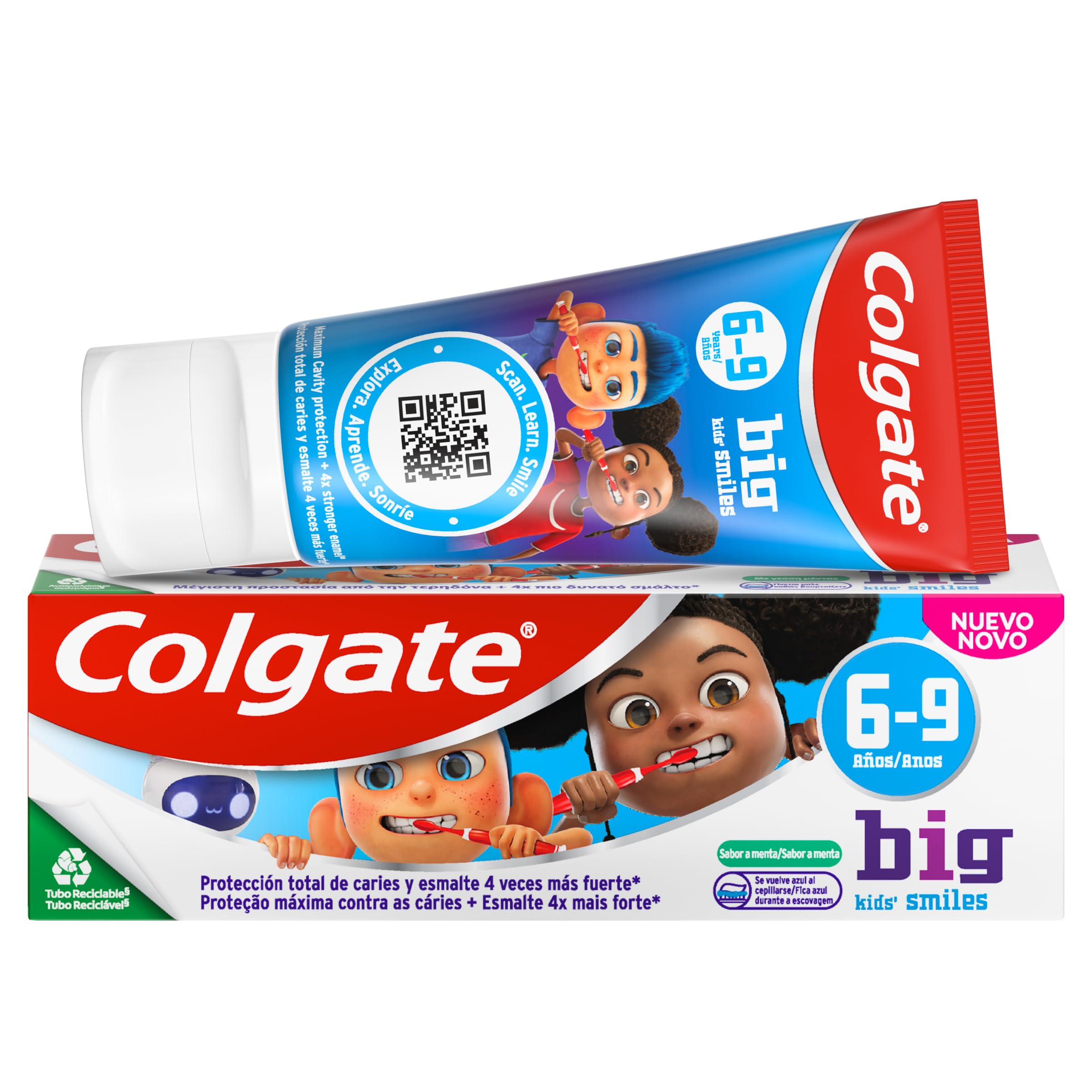 Colgate Dentifrice pour enfant, lot de 12 x 50 ml, dentifrice avec fluor et protection anti-caries, réduit la plaque dentaire et change de couleur au brossage, développé pour les enfants de 6 à 9 ans