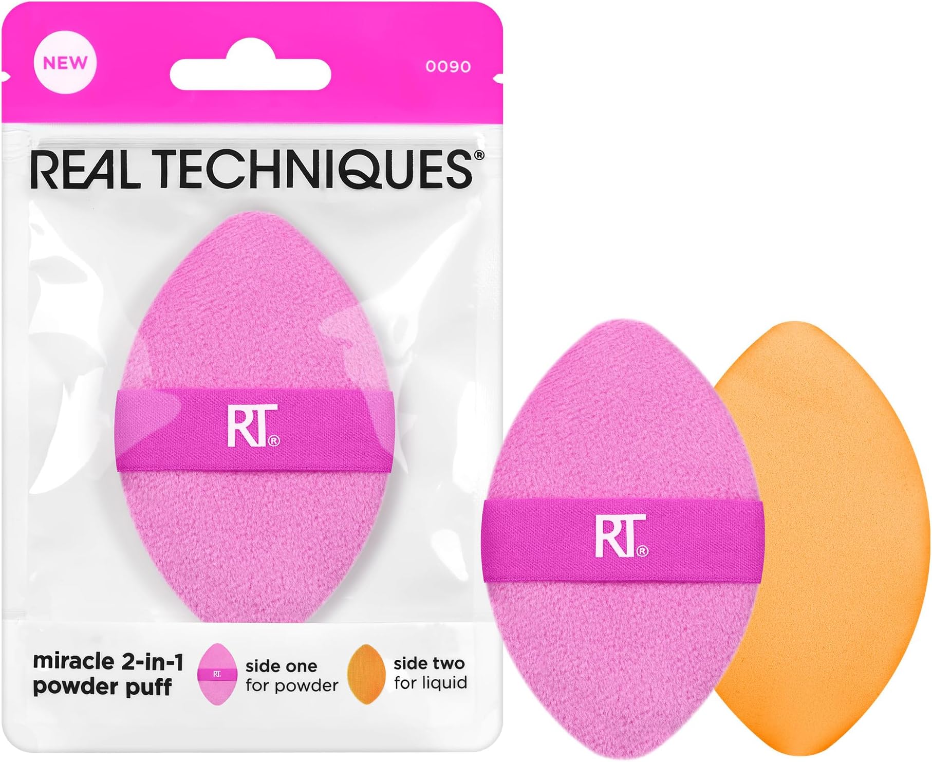 Real Techniques Miracle 2In1 Powder Puff, DualSided