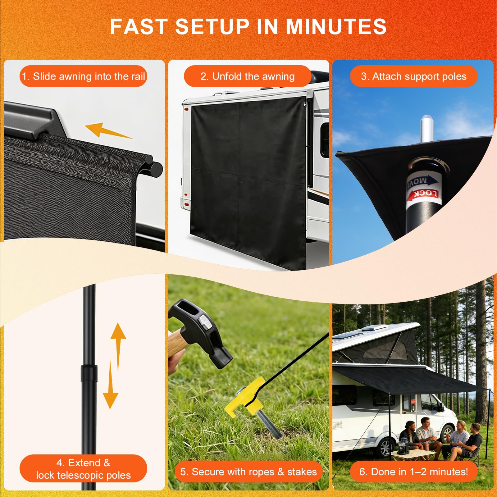 Toldo Caravana Impermeable Toldos para caravanas con Protección UV - Toldo Exterior 420D Oxford para Autocaravana, Furgoneta Camper (4m x 2.4m)