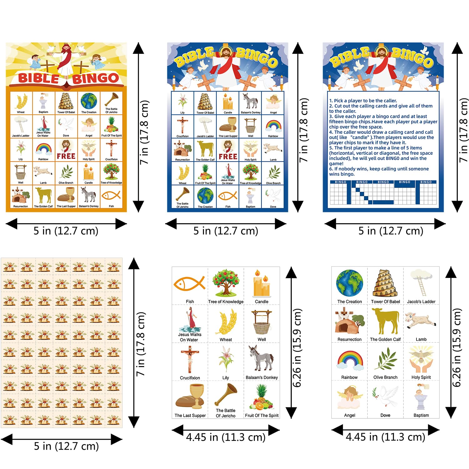 DFXIU 33pcs Bible Bingo Party Game Cards, Christian Nativity Bingo Family Activities - Image 3