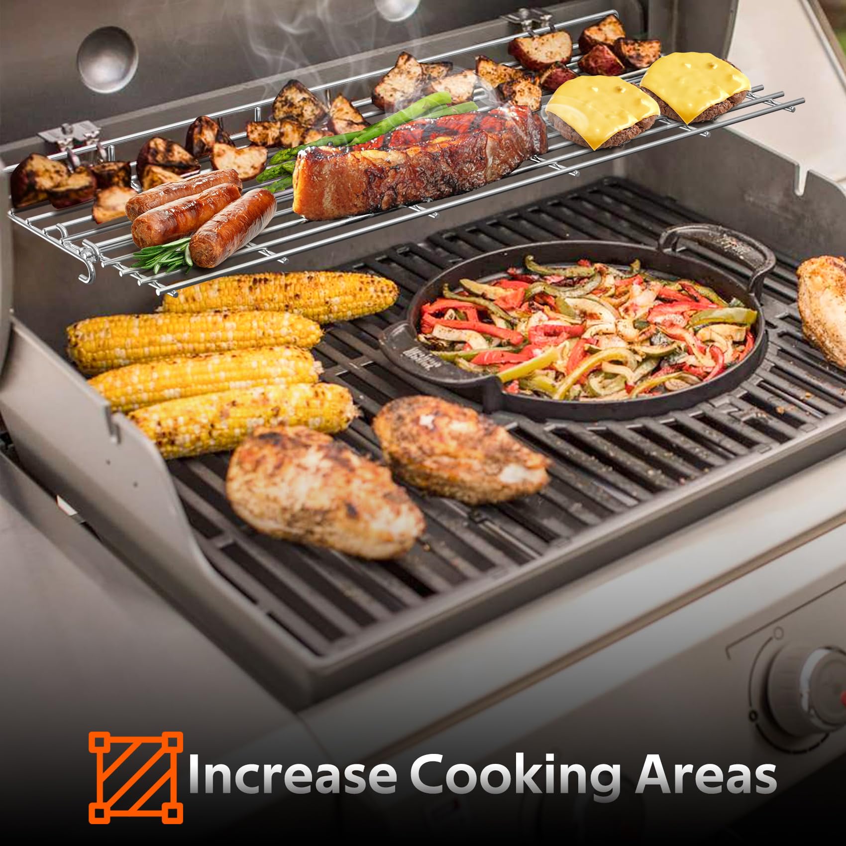 onlyfire Griglia di Riscaldamento BBQ in Acciaio Inox per Barbecue a Gas Weber Genesis II Serie 300, Genesis II E/S-310, II E-315, II E/S-335, Griglie Riscaldanti di Ricambio per Weber 66044