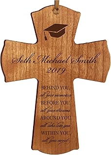 LifeSong Milestones Personalized Cross - Graduation Party Decorations - Graduation Gift for Her Him Daughter Son Unique Graduate Ideas 4â€ x 6â€ Behind You (Cherry)