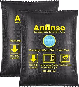 Rechargeable Car Dehumidifier, 2 X 300g, Cars Moisture Absorbers | Reusable Silica Gel Desiccant for Cars, Safes, Closets, Totes, Storage Bins
