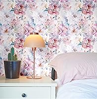 Vista 2 de Blooming Wall DPYA09 - Papel tapiz autoadhesivo con diseño de flores románticas antiguas, decoración de pared