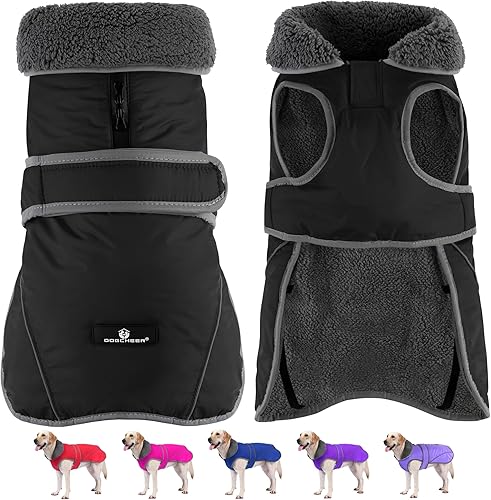 Dogcheer Dog Winter Jacket,Fleece Collar Cold Weather — close-up of materials and construction quality