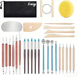 ​​Ceramica Fria Kit, Kit Cerâmica Fria em Aço Inoxidável 30 Peças, Modelar e Texturizar Argila, Biscuit e Massa Modelar, Escultura e Hobbies Criativos​, massa ceramica fria