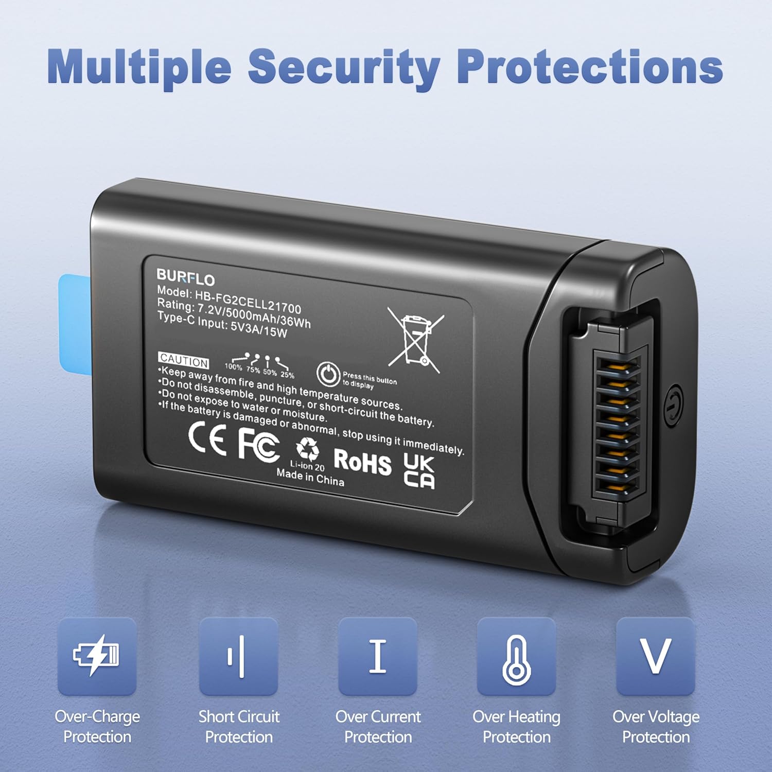 Burflo 7.2V 5000mAh Rechargeable Battery for JBL PartyBox Club 120,Replacement Battey for 200 Battery - Image 3