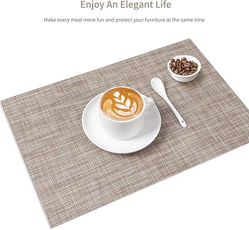 Miniatura 7 de Juego de 8 manteles individuales antideslizantes y resistentes al calor, resistentes a las manchas, para mesa de cocina, manteles individuales de