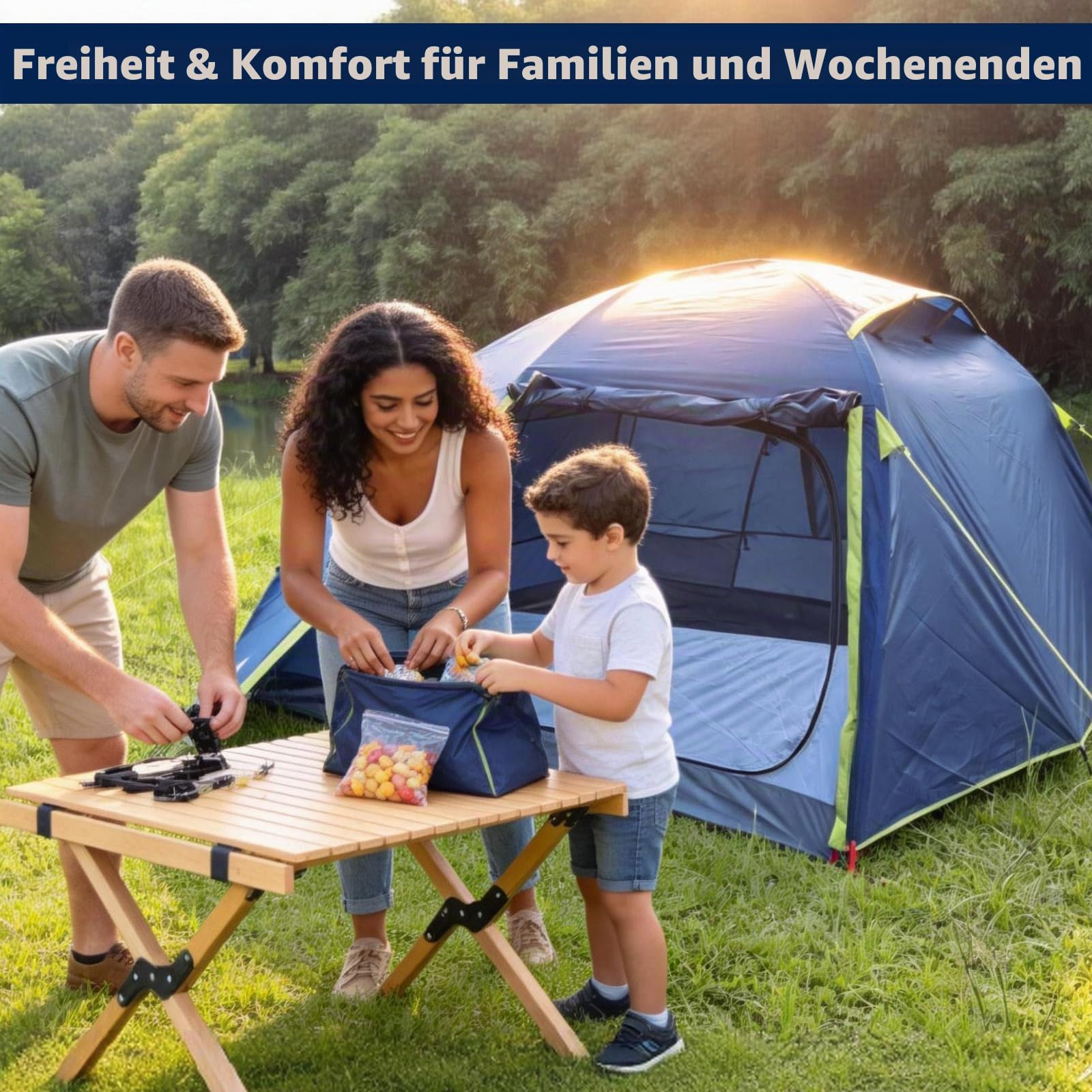 Three Bears Ultraleichtes 2/4-Personen-Rucksackzelt – 3000 mm wasserdicht, sofortiger Aufbau, robust und tragbar für Camping, Wandern und Reisen