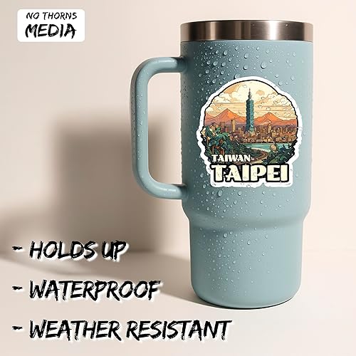 Miniatura 2 de Adhesivo de Taipei Taiwán de 4 pulgadas, destino de recuerdo de viaje por la ciudad, calcomanía de vinilo impermeable para laptop, botella de agua,