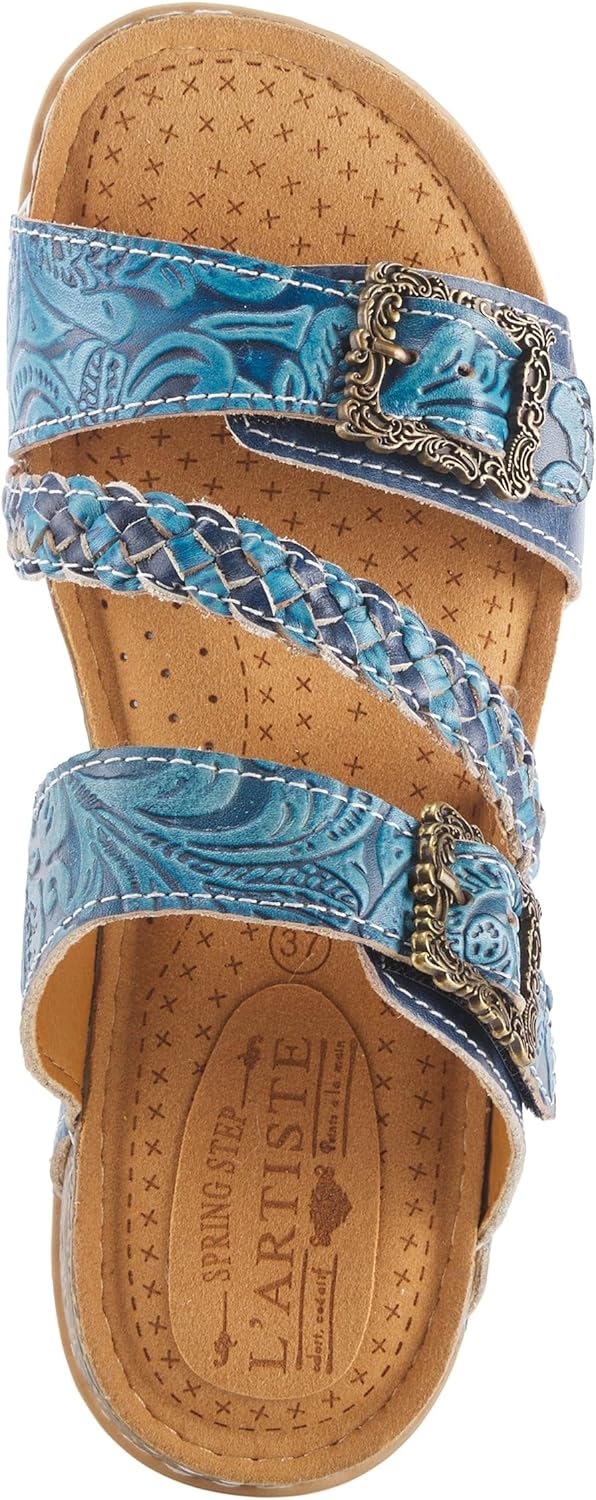 Spring Step L’Artiste Astra Women’s Hand Painted Leather Cushioned Insole Sandals - Adjustable Hook and Loop Closure, Cork Sole, Slip-On Open Toe Comfort Sandal - Image 4