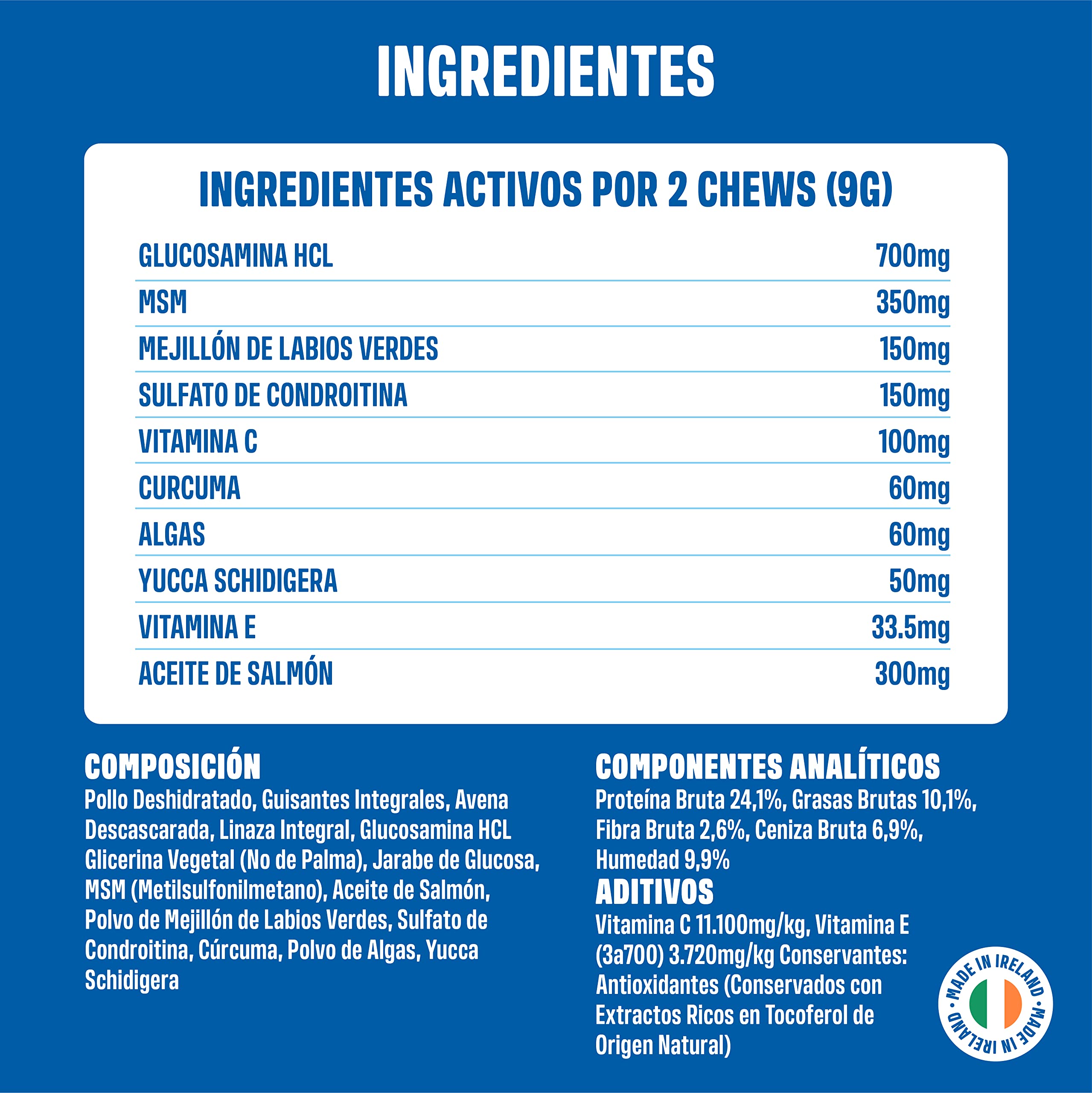 ivvi - Hip and Joint - Articulaciones, Antiartrosis - Complemento Alimenticio para Perros, Altamente Concentrado - MSM, Mejillón de Labio Verde, Glucosamina - 60 Golosinas de Pollo, 270g