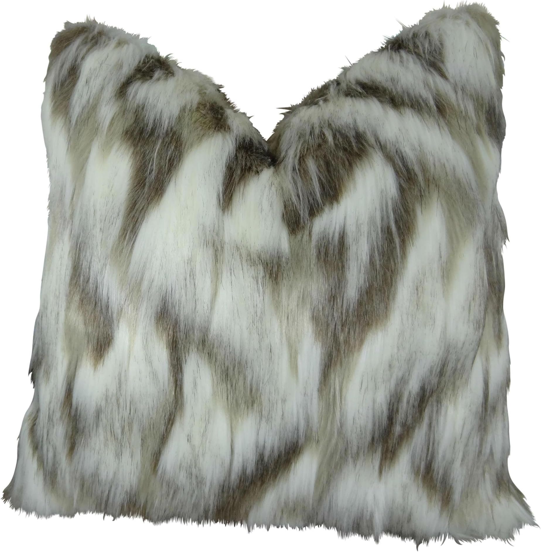 Ivory Beige Luxury Faux Fur Throw Pillow - Tibet Fox Fur, Handmade in USA, 17405