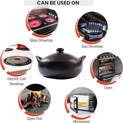 Miniatura 4 de Ancient Cookware, Chamba Flat Clay Casserole, Extra Large, 6 Quarts