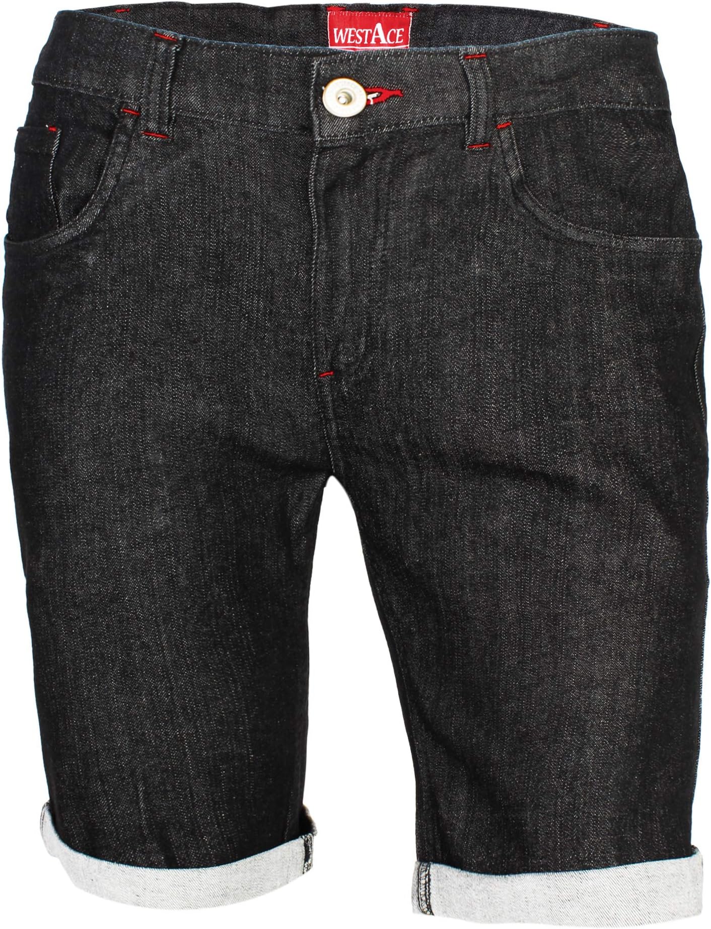 westAce Mens Denim Shorts Stretch Slim Skinny Fit Casual Summer Chino Jeans Shorts Breathable Lightweight Half Pants with Pockets Holiday Travel Everyday Wear Sizes 30W to 40W